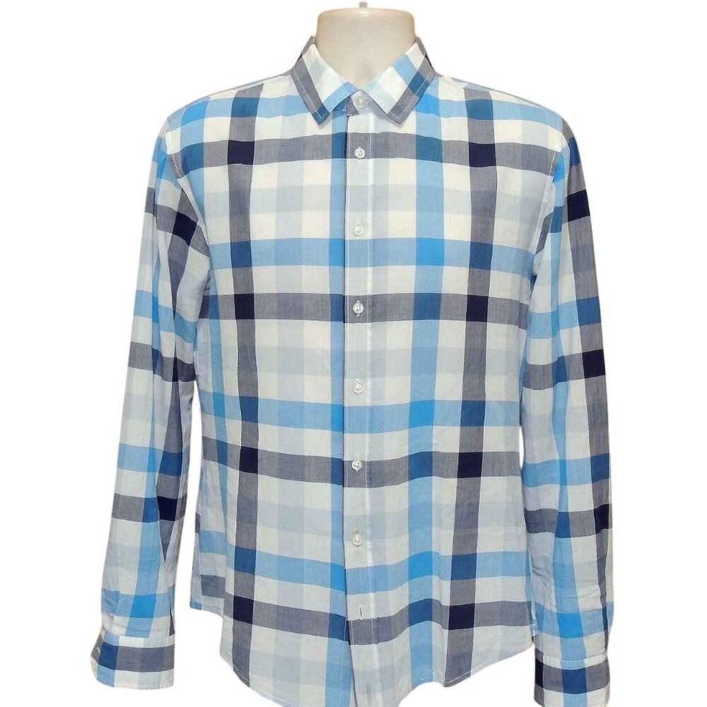 Hugo Boss Orange Label SLIM FIT Check Plaid Light Cotton Men's Shirt Sz L